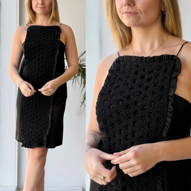 GANNI NWT Center Smock Panel Ruffle Slip Dress in Black, 38/6