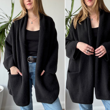 Beryll Cocoon Black Cardigan, Free Size