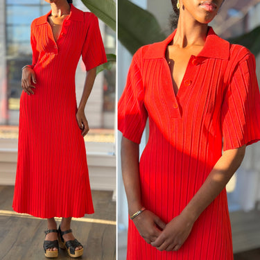 Oroton Flame Ribbed Jersey Dress, Small