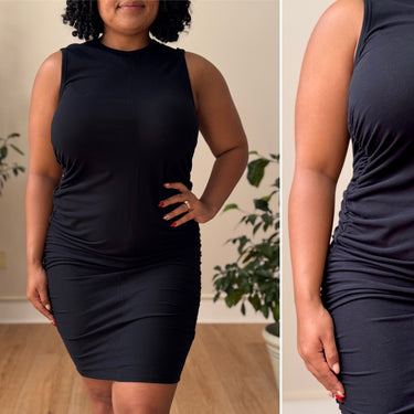 Majestic Filatures Black Jersey Ruched-Side Dress / XLarge