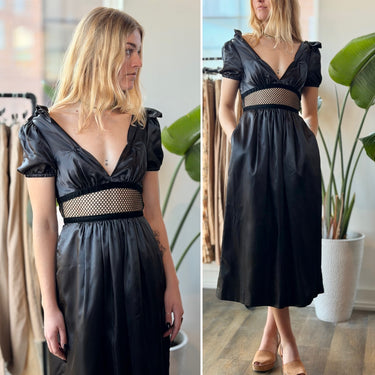 Alexa Chung NWT High Shine Black Bow & Net Dress, US 4-6