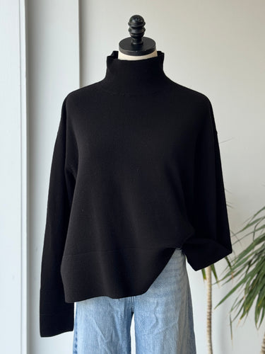Everlane Black Mock Neck Cashmere Sweater, Medium