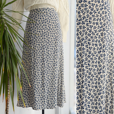 Reformation White & Blue Floral Midi Skirt, 8