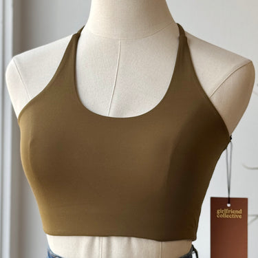 Girlfriend Collective NWT High Neck Sports Bra in Olive, XSmall