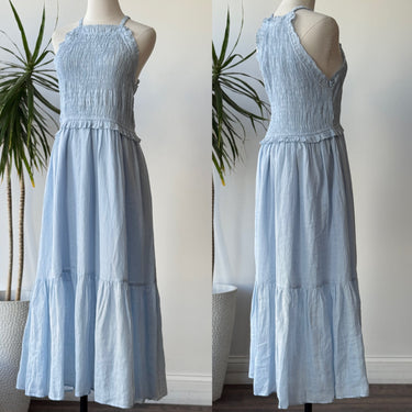 Sea New York NWT Cole Smocked Ramie Midi Dress, XLarge