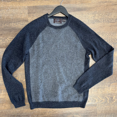 Black Brown Cashmere Crewneck Sweater, Men's Small