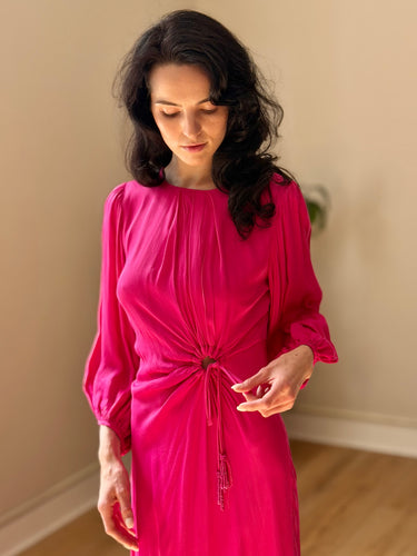 Farm Rio Hot Pink Knot Maxi Dress, Medium