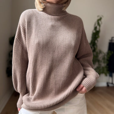 Apiece Apart Oat Oversized Ribbed Turtleneck Sweater, Medium