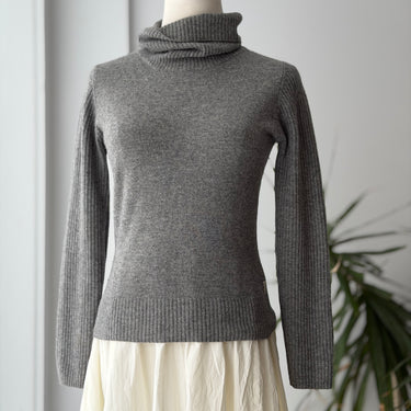 She Gray Merino Cashmere Blend Turtleneck Sweater, Small