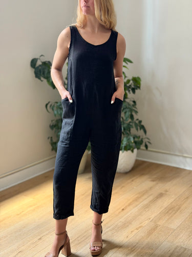 Elizabeth Suzann Black Linen Jumpsuit, S-T