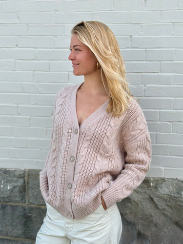 Jenni Kayne NWT Cable Cocoon Cardigan in Blush, XSmall