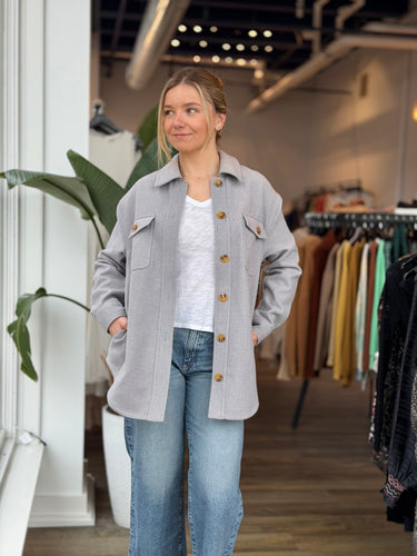 Good American Grey Shacket, 1/2