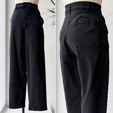 Sunspel Black Tapered Cotton Pants, Large