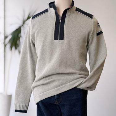 Holebrook Sweden Gray Knit Windproof Half Zip Pullover Sweater - faint mark, Men's Medium