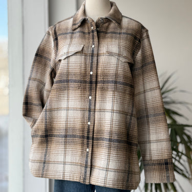 Madewell Thick Woven Plaid Pearlsnap Shacket, Medium