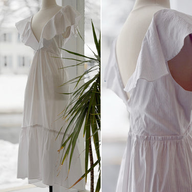 La Ligne Ruffle Collar Ivory Dress, Medium