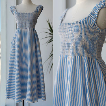La Ligne Blue & Cream Striped Smock Dress, XLarge