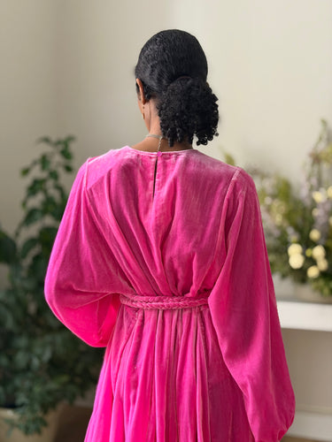 Rhode Ella Pink Velvet Dress, Small