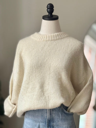 Jenni Kayne Ecru Baby Alpaca Blend Sweater, XXSmall