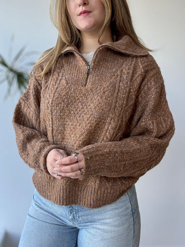 The Great Cable Henley Pullover in Cider, 1/Small