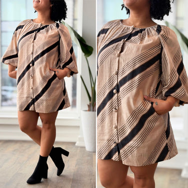 Karlie  Striped Button Dress, Large