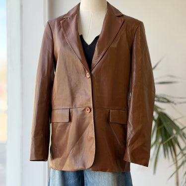 Wilfred NWT Memories Faux Leather Blazer in Cognac, XSmall