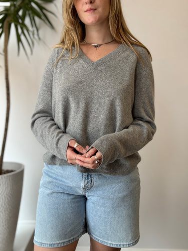 Jenni Kayne Gray Flynn Cashmere Sweater, Large