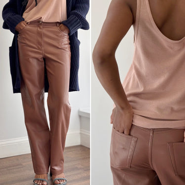 Wilfred Faux Leather Pants in Clay, 4