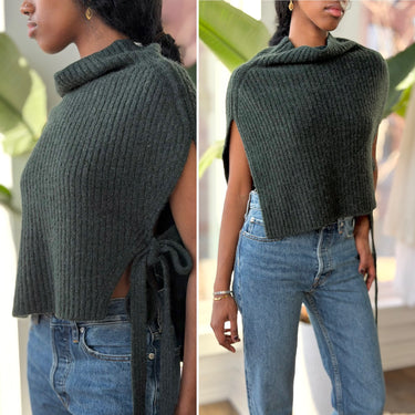 Mijeong Park Green Rib Knit Tie Vest, Medium