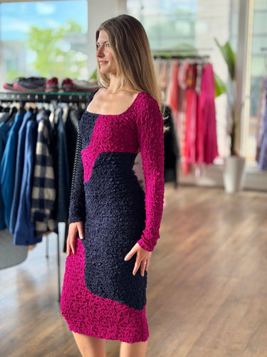 Mara Hoffman Amy Dress in Navy & Fuschia, XSmall