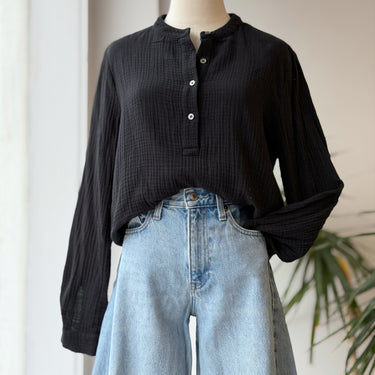 Jenni Kayne Gauze Collarless Blouse, Medium