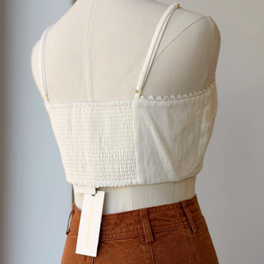 Love Shack Fancy Emmalou Cropped Top in True White NWT Retail $195, 12