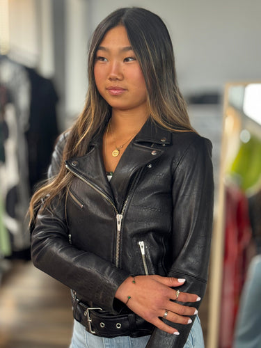 Veda Jayne 100% Lamb Leather Biker Jacket, XSmall