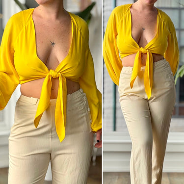 Mara Hoffman Bright Yellow Tie Front Top, Small