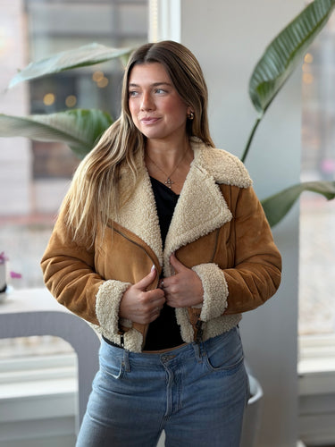 Marine Layer Fuax Suede Biker Jacket, Small
