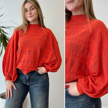 Mr Mittens Lightweight Pointelle Knit Sweater in Bright Red, XS/S