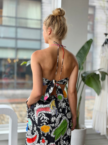 green dress halter neck Kelly Green Halter Neck Contrast Striped Maxi Dress main image 1