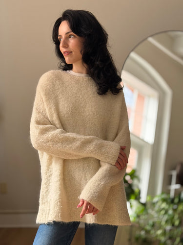 Jenni Kayne Ivory Boucle Alpaca Blend Sweater, Medium