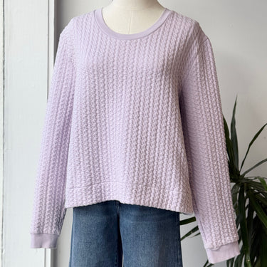 Ali Golden Quilted Sweatshirt in Lilac, Large