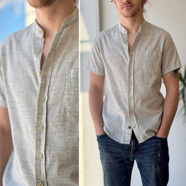 Taylor Stitch Heather Short Sleeve Collarless Top, Men's 38