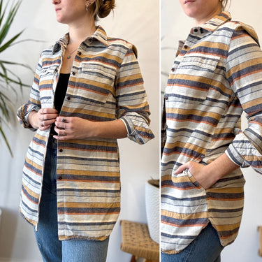 LL Bean Signature Archive Chamois Stripe Shirt Jacket, Small