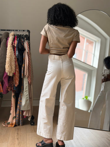 Jesse Kamm Ecru Canvas Pants, 0