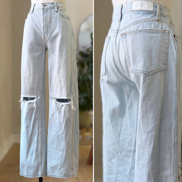 Re/Done Light Wash Ripped Knee Jeans, 27