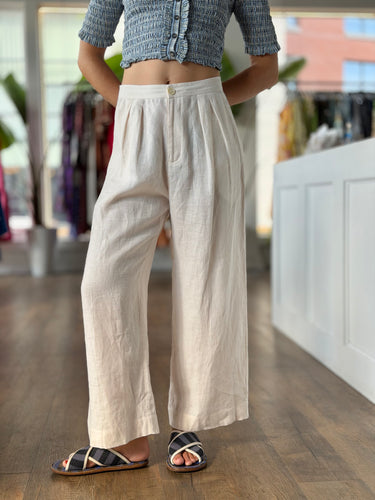 Christy Dawn Linen Straight Pleat Pants, 6