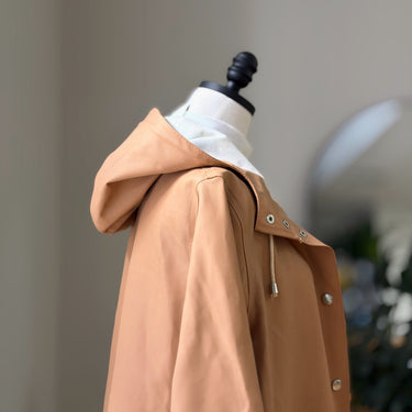 Stutterheim Long Swing Raincoat in Fawn, Small