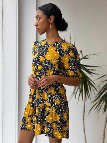 ba&sh AS IS Yellow Floral Mini Dress - couple marks, 1/Small
