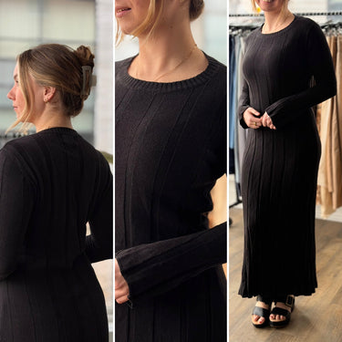 Dissh Black Long Wide Rib Dress, Medium
