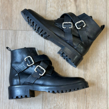 Freda Leather Buckle Boots, 7