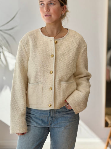 Reformation Dale Crop Jacket in Ivory, Large