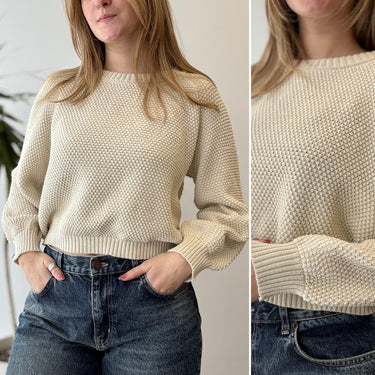 Ali Golden Cream Rice Stitch Sweater, XS/S